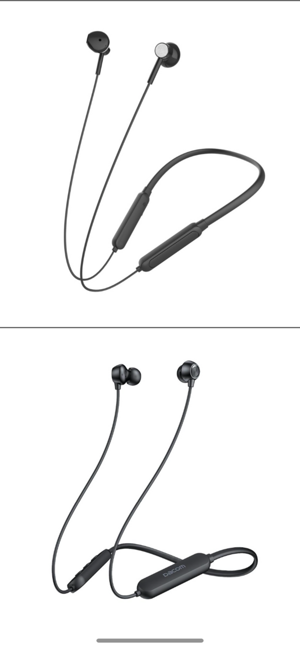 Dacom Noise Cancelling Stereo Earphones with Mic for Workout, Running, Work from Home, Upgraded Wireless Neckband Headset In-ear