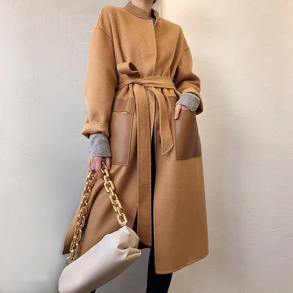 ZABRI fashion luxury  women long cashmere wool coat women