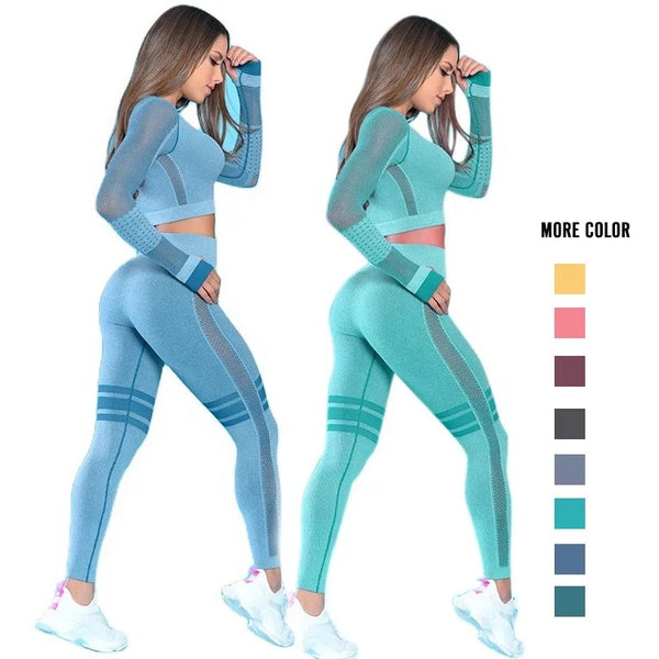 Seamless Side Out Fitness Bra and Leggings Yoga Set