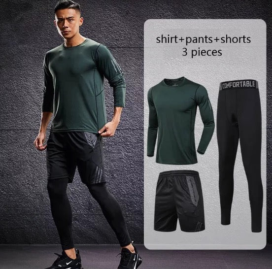 Mens fitness apparel workout tracksuit clothes clothing tights tank tops shirts shorts pants wear