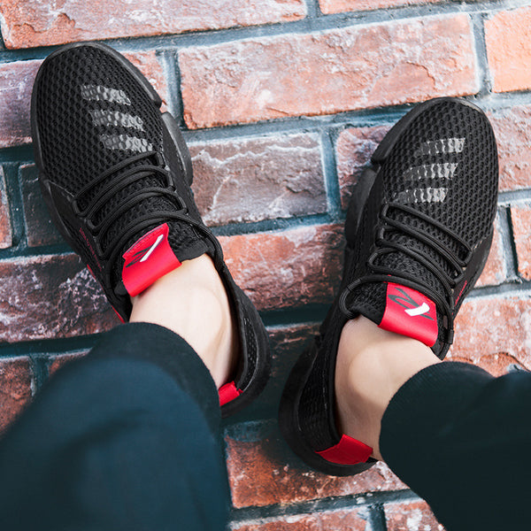 Popular fashion mesh anti slip shock absorption comfortable breathable light weight men's casual sports shoes