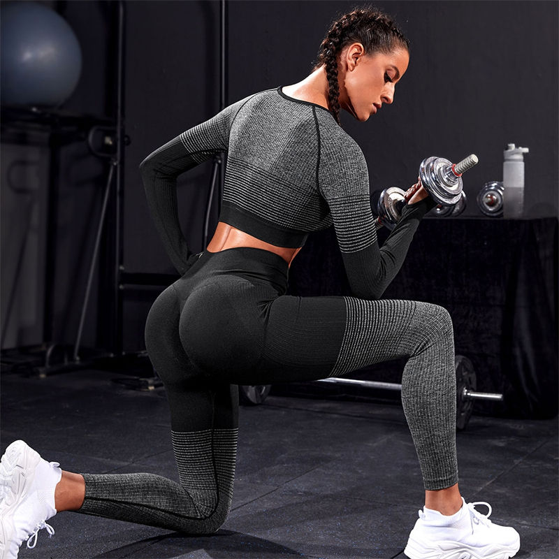 ZS-Seamless Long Sleeved-Scrunch Butt lift-Gym fitness set – ZABRI INC
