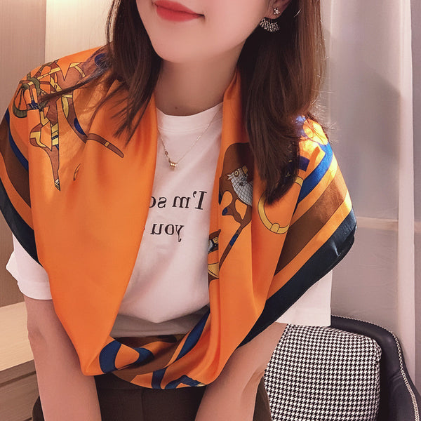 Fashion custom100% Pure Silk twill square scarves 90*90cm digital printed silk scarf