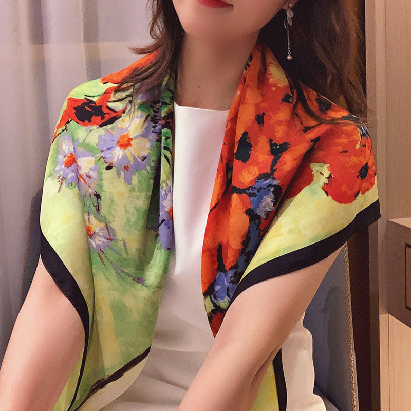 Fashion custom100% Pure Silk twill square scarves 90*90cm digital printed silk scarf